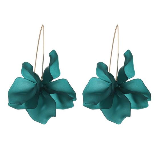 1 Paar Blütenblatt Anhänger Tropfen Ohrringe Lange Stil Baumeln Ohrringe Frauen Piercing Haken Ohrringe Schmuck Geschenk dunkelgrüne