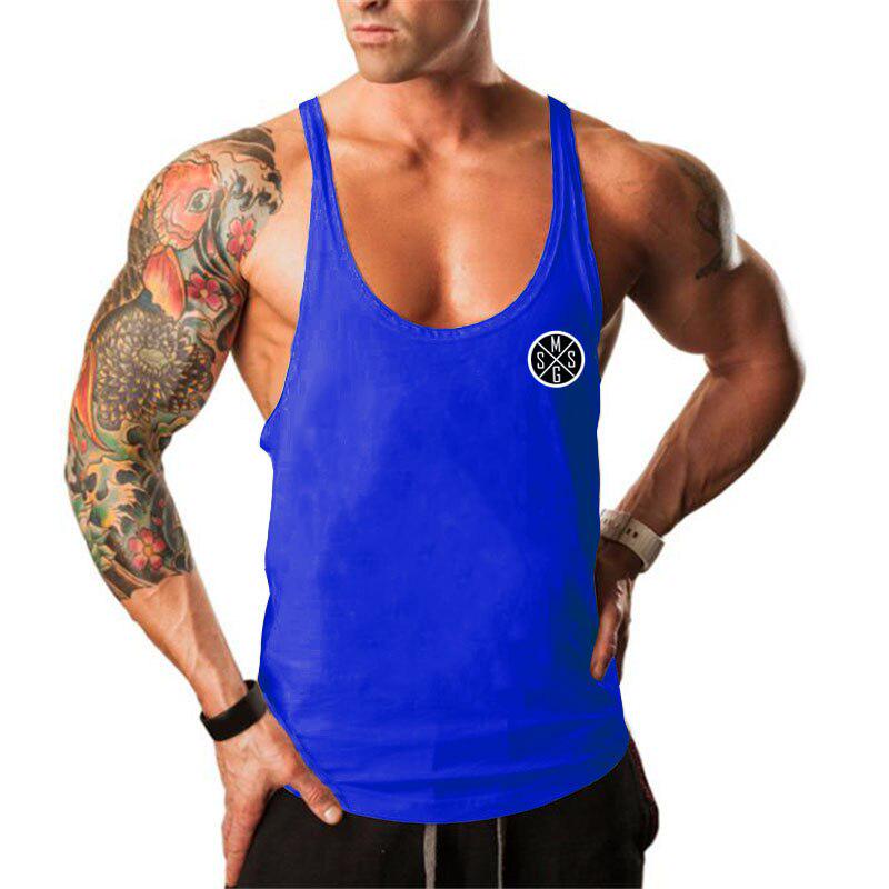 Neu eingetroffene Herren-Sport-String-Unterhemden, ärmellos, Fitness, Bodybuilding, Tanktops, Fitnessstudio, Workout-Kleidung für Männer XL blau