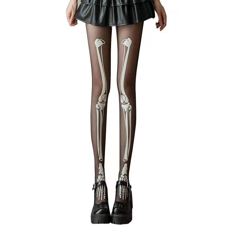 Horror Halloween Strumpfhose Fußknochen Skelett Halloween Cos Strumpfhose Seidenstrumpfhose Lustig Und Halloween Strumpfhose gray