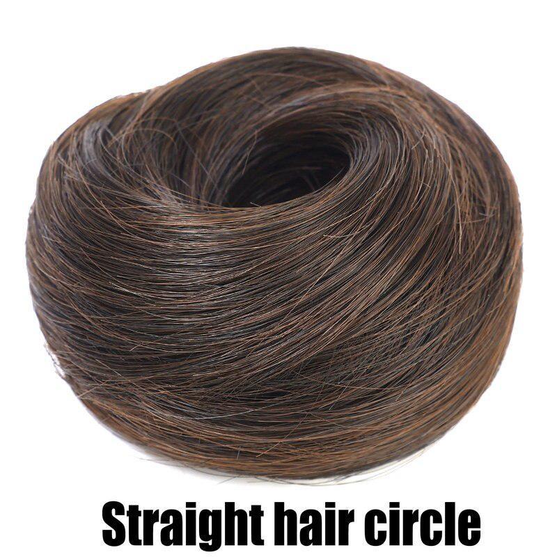 Synthetischer Haarknoten, glattes Haar, hoher Pferdeschwanz, Haarknoten, Haarbänder, elastisches Band, Haarteile für Frauen, Volumen, Fransen, gefälschte Damen-Haar-Accessoires