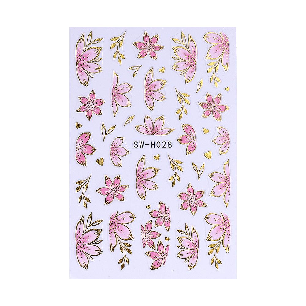 1 Stück 3D-Nagelsticker Blumenpflanzen Nailart-Abziehbilder Florales Blatt Frühling Slider Maniküre Dekor SW-H028
