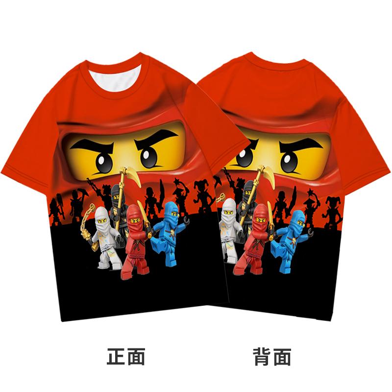 2025 MINISO Ninjago T-Shirt Cartoon Anime Druck Jungen und Mädchen T-Shirt im Sommer Neue Stil Street Trends Kinderkleidung Kurzarm 100 elfenbein
