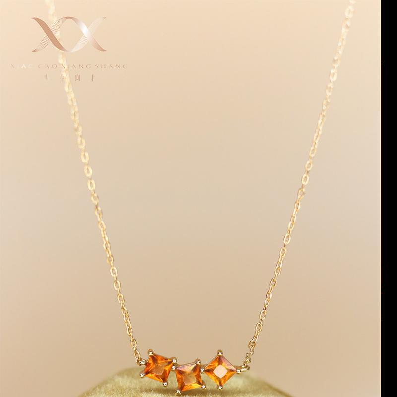 S925 Sterlingsilber 14k Vergoldet 3-teilige Zirkonia Verbundkette Damen Schlichtes Schlüsselbeinketten-Design Nische Hoher Sinn 45cm