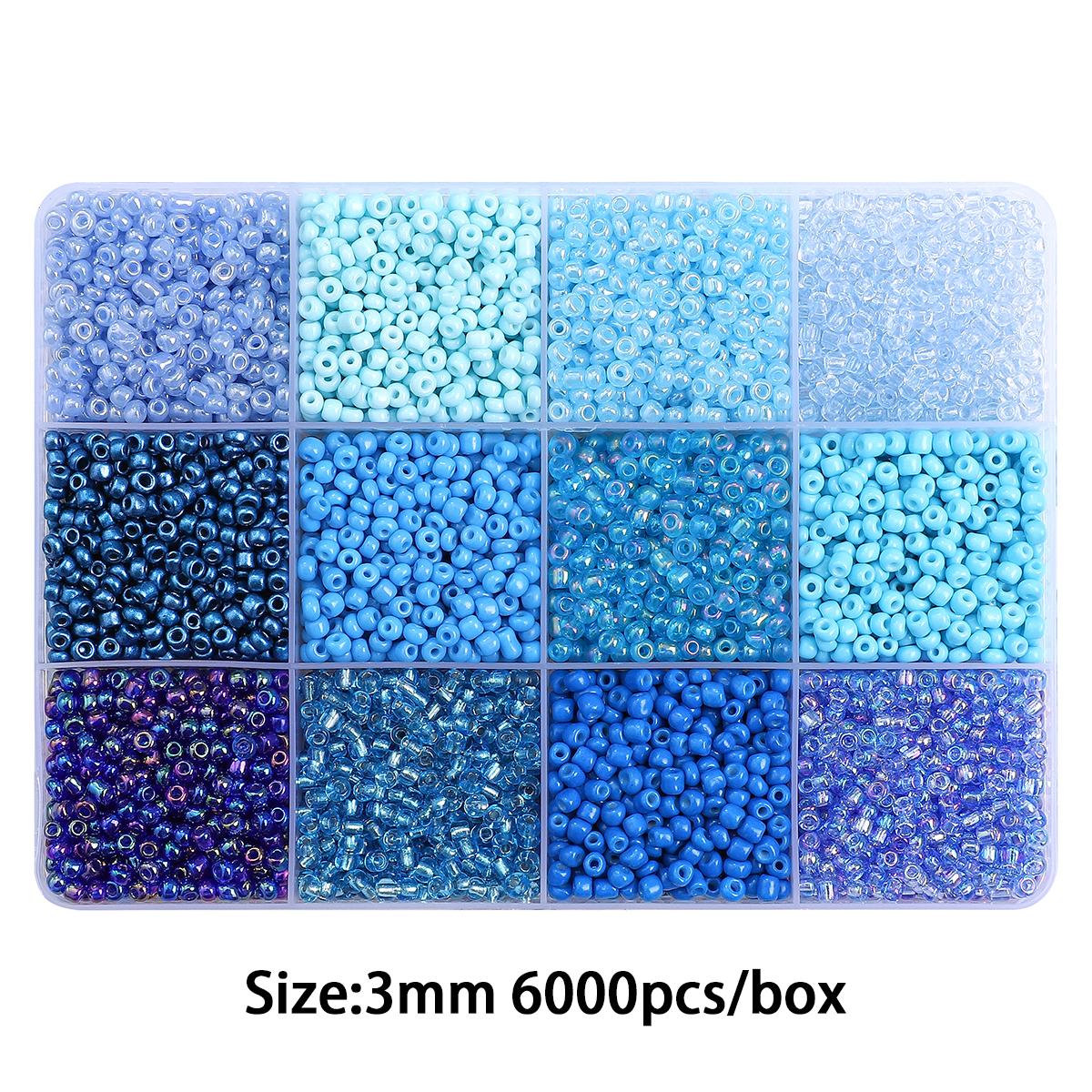 6000 Teile/Satz Rocailles-Perlen-Set, 3 mm, Glasperlen-Set für DIY-Zubehör, Schmuckherstellung, Charm-Perlen 3mm 1set/box