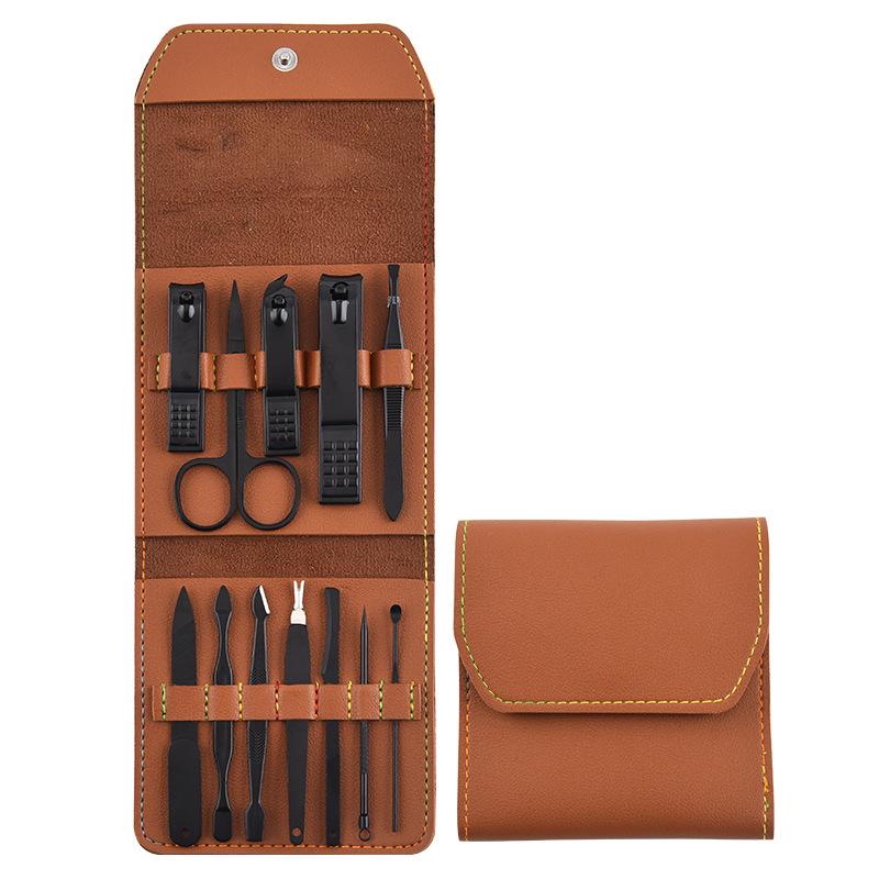 12-teiliges Nagelknipser-Set für Männer/Frauen, Maniküre- und Pediküre-Set für Finger und Zehen, Scheren, Pflegeset 12-piece set khaki