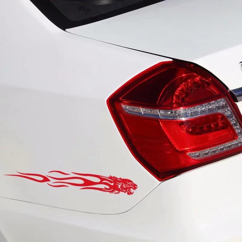 Einzigartiger Tigerflammen-Totem-Aufkleber, reflektierender Autoaufkleber, Auto-Styling-Aufkleber rot