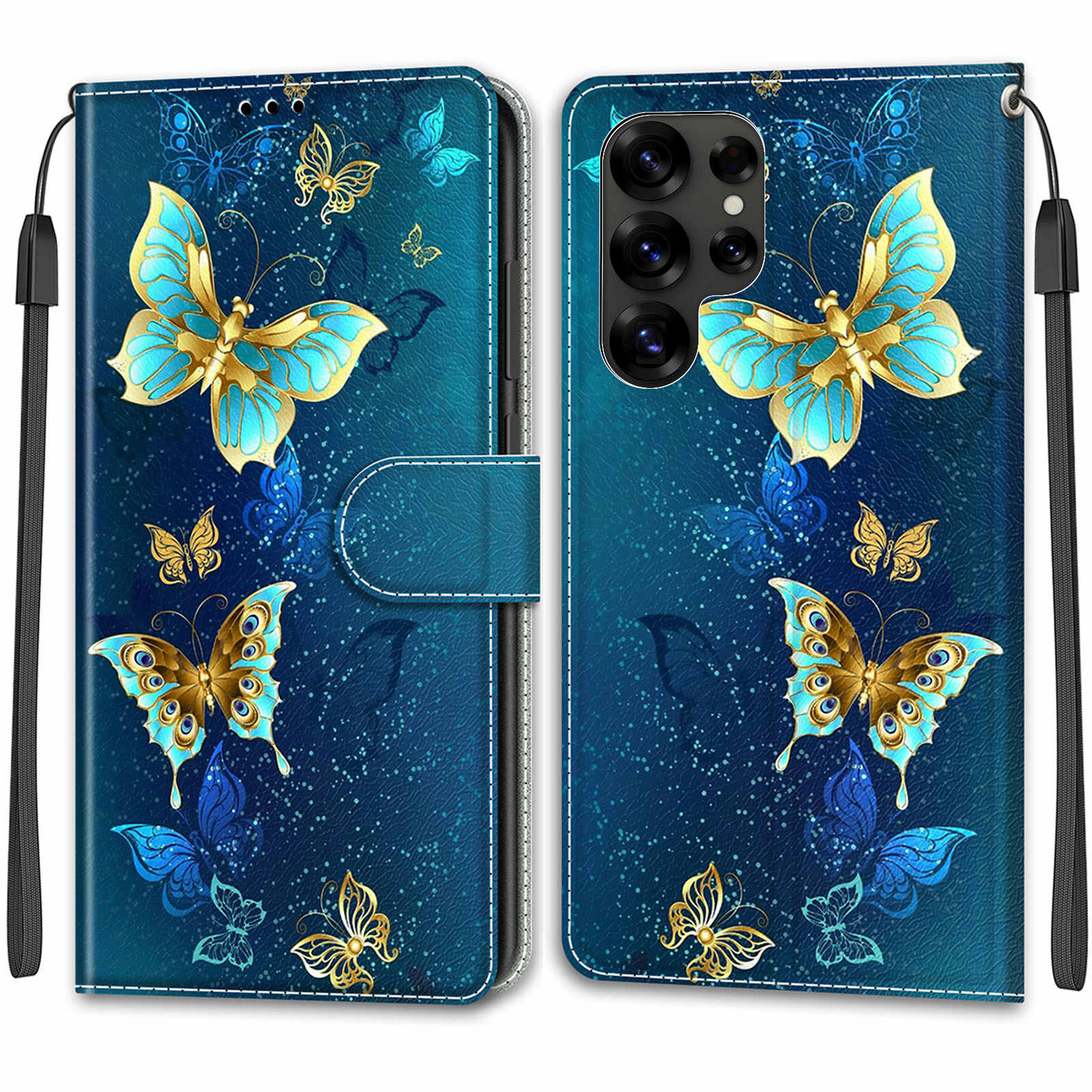 Luxuriöse, bemalte Ledertasche im Buchstil, Schutzhülle für Samsung Galaxy S25 S24 S23 S22 S21 S20 Plus Ultra/Samsung A36 A26 A16 A06 A55 A35 Samsung Galaxy A50/A50S