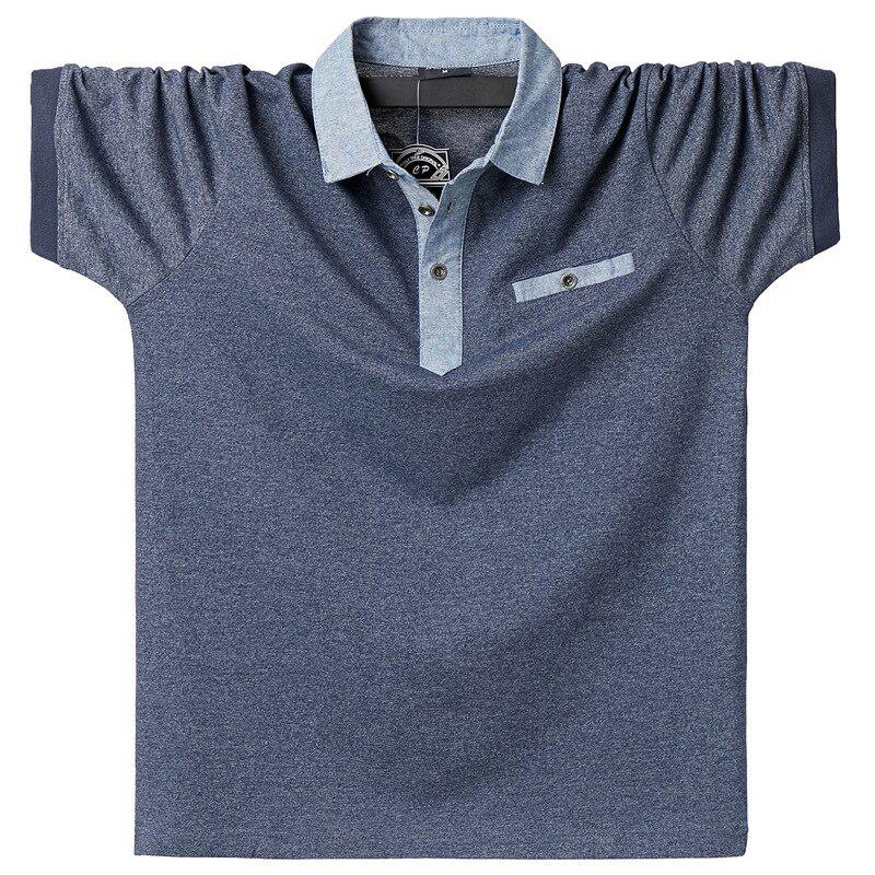 Herren-Poloshirt, Polo-Shirts, Baumwolle, Übergröße, lässig, Sommer, Herrenbekleidung, Taschenoberteile, T-Shirts L navy blau