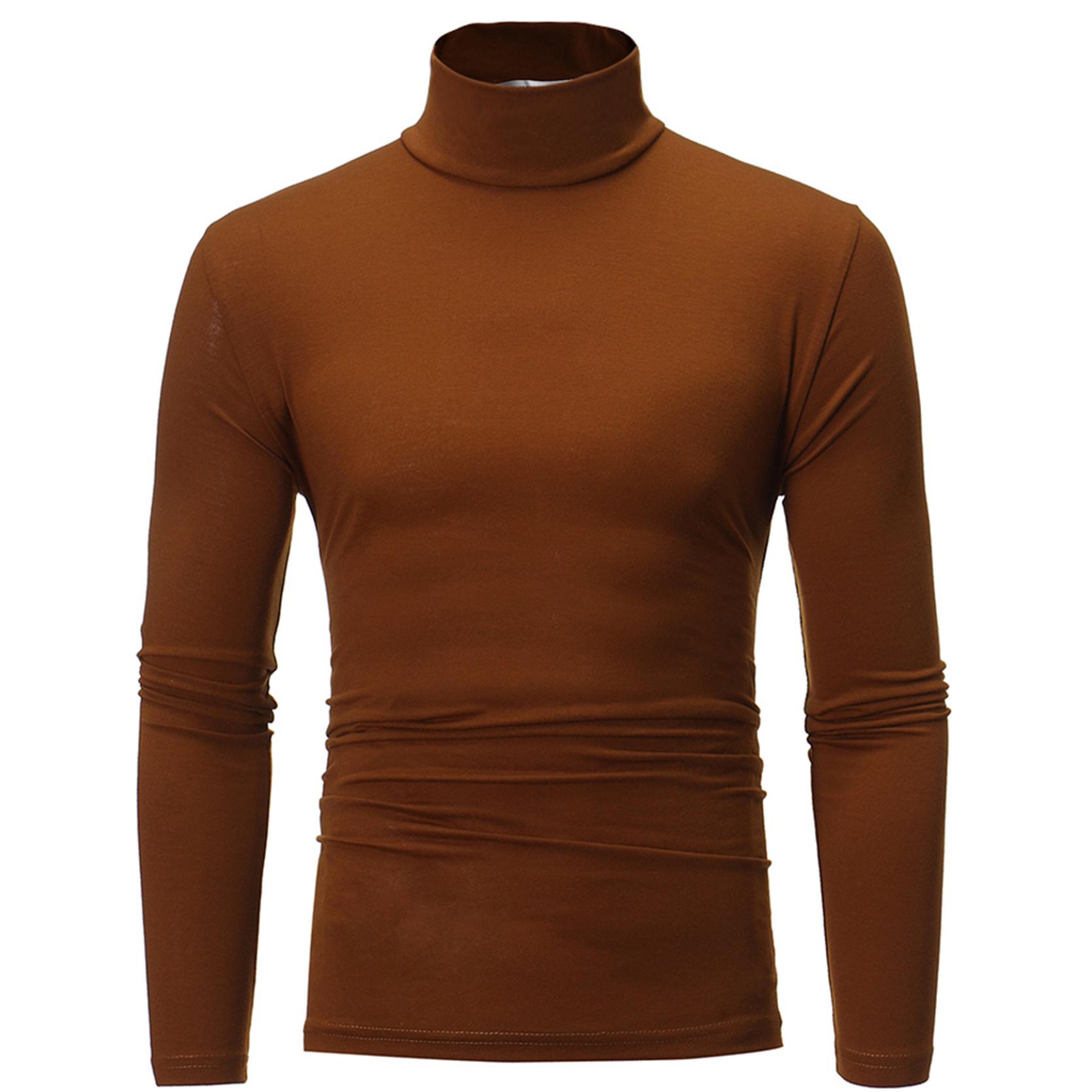 Herren-Pullover mit Rollkragen, schmale Passform, langärmelig, lässig, hoher Kragen, Pullover, Oberteile, Basic-Rollkragenpullover, schmale Passform, T-Shirts XL kaffeebraun