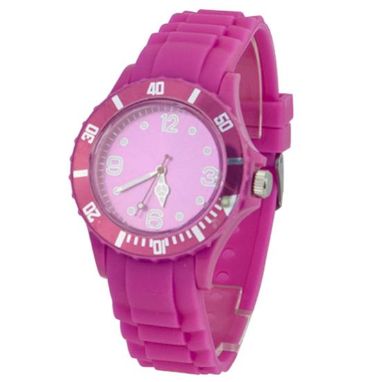 Silikon-Jelly-Armband, lässige Quarz-Armbanduhr, analoge Armbanduhr, Geschenk rose rot