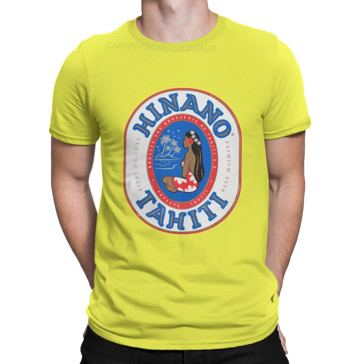 Hinano Tahiti Strand Freizeitlich Neuestes T-Shirt für Männer Strand Camisas Reine Baumwolle T-Shirts Individuelle Weihnachtsgeschenke Tops XL brown