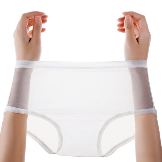 Sexy Transparente Slips für Damen Übergröße Durchsichtiges Mesh Sheer Unterwäsche Nahtlose Mittelhohe Dünne Slips XL