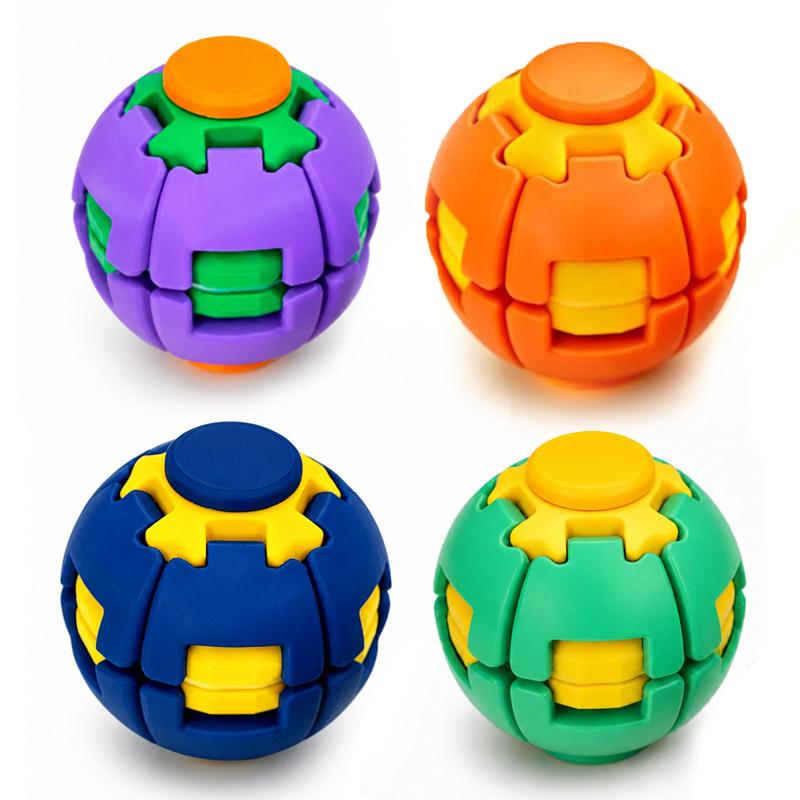 3D-gedruckter Press-To-Spin Fidget Ballone Click Deform Fidget Spinner Ball, Sanft drehendes Stressabbau Sensorisches Spielzeug orange