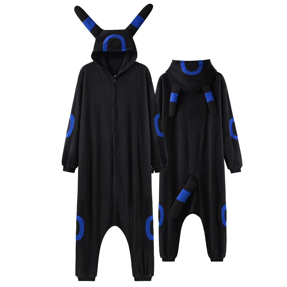 Kuh Kigurumi Umbreon Anime Onesies Frauen Männer Overalls Lustiger Anzug Für Erwachsene Winter Pyjamas Festival Outfit Tier Kostüme Overall XL( fit 174-185cm)