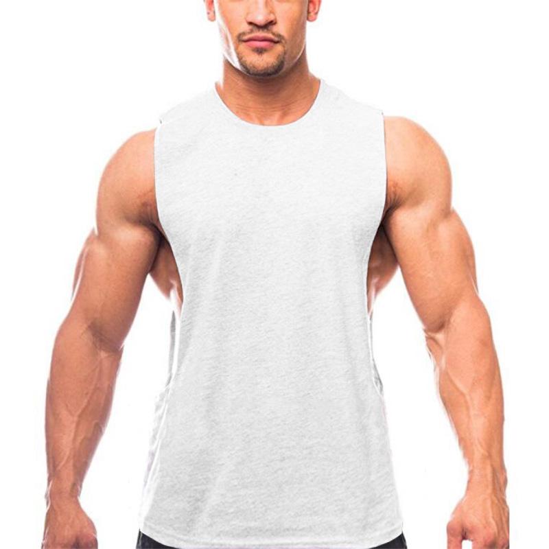 Marke Just Gym Clothing Fitness Herren-T-Shirts mit abgeschnittenen Seiten, Bodybuilding, tiefe Armlöcher, Tank-Tops, Workout, ärmellose Weste M