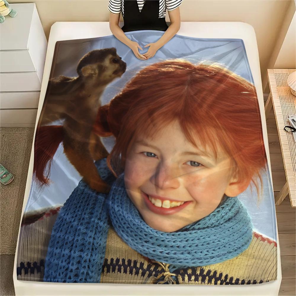 1 Stück Pippi Langstrumpf Motiv Flanelldecke, Hohe Qualität für alle Jahreszeiten, Heimdekoration, Wärme und Komfort, Perfekt für Weihnachtsgeschenke 80cm x 120cm