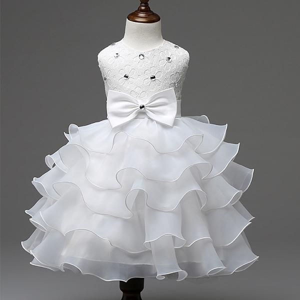 Baby Mädchen Taufkleid Kinder Rüschen Spitze Mädchen Prinzessin Kleider Tutu für Hochzeit Party Events 8T weiß