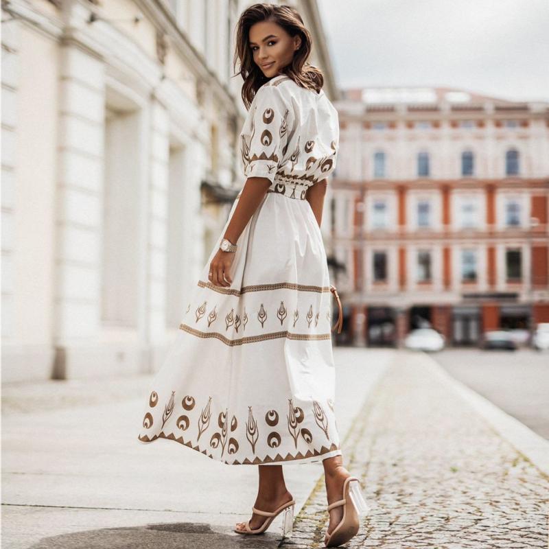 HI-MODE Retro Hemd Kleid Frauen Casual Halbe Hülse Lose Maxi Kleid Elegante Taste Gürtel Hohe Taille Lange Strand party Kleid S apricot