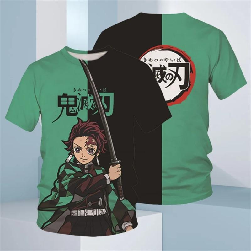 Kinder Jungen T-Shirts Anime Demon Slayer Cartoon T-Shirt Kinderkleidung Kurzarm Sweatshirt Mode Tops Kid Unisex Kleidung 160 black