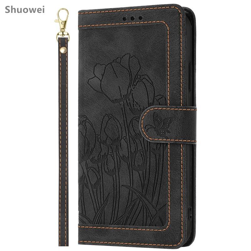 Für Samsung Galaxy S22 S23 S24 S25 Edge Ultra Pro Plus FE Hülle Brieftasche Leder Klapphülle Kartenhalter Abdeckung Galaxy S25 Edge schwarz
