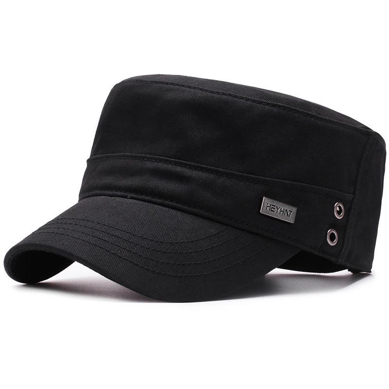Vier Jahreszeiten Flache Kappe Männer Baumwolle Militär Caps Baseball Kappe Casual Trucker Snapback Kapitän Kappe Armee Visiere Ausbildung Kadetten kappen 56-60cm schwarz