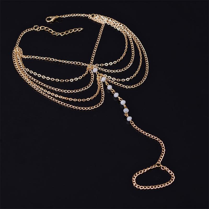 Mode Boho Stil Kristall Multilayer Fuß Kette Für Frauen Sommer Strand Barfuß Fuß Kette Schmuck Zubehör gold