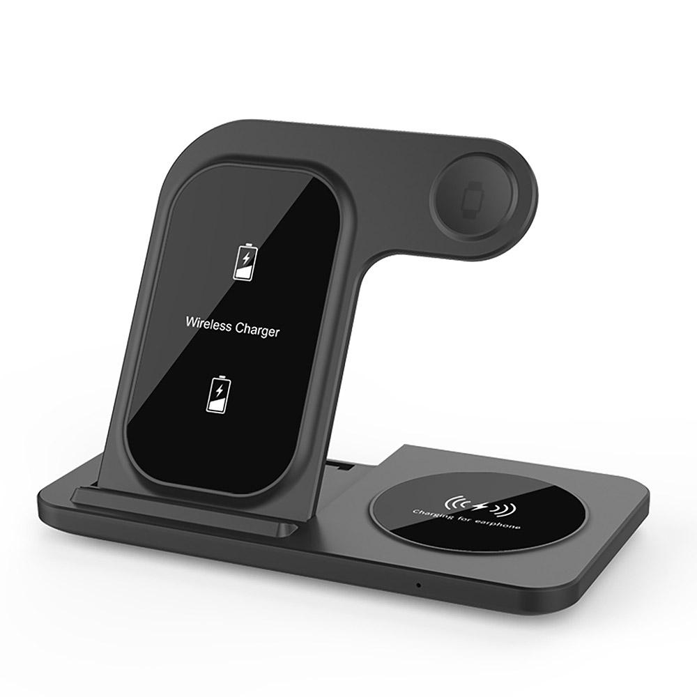 3 in 1 kabelloses Ladegerät für iPhone 14 13 12 11 8 X XS XR Apple Watch 8 7 Airpods Pro Schnellladeständer für Samsung S22 S21 schwarz
