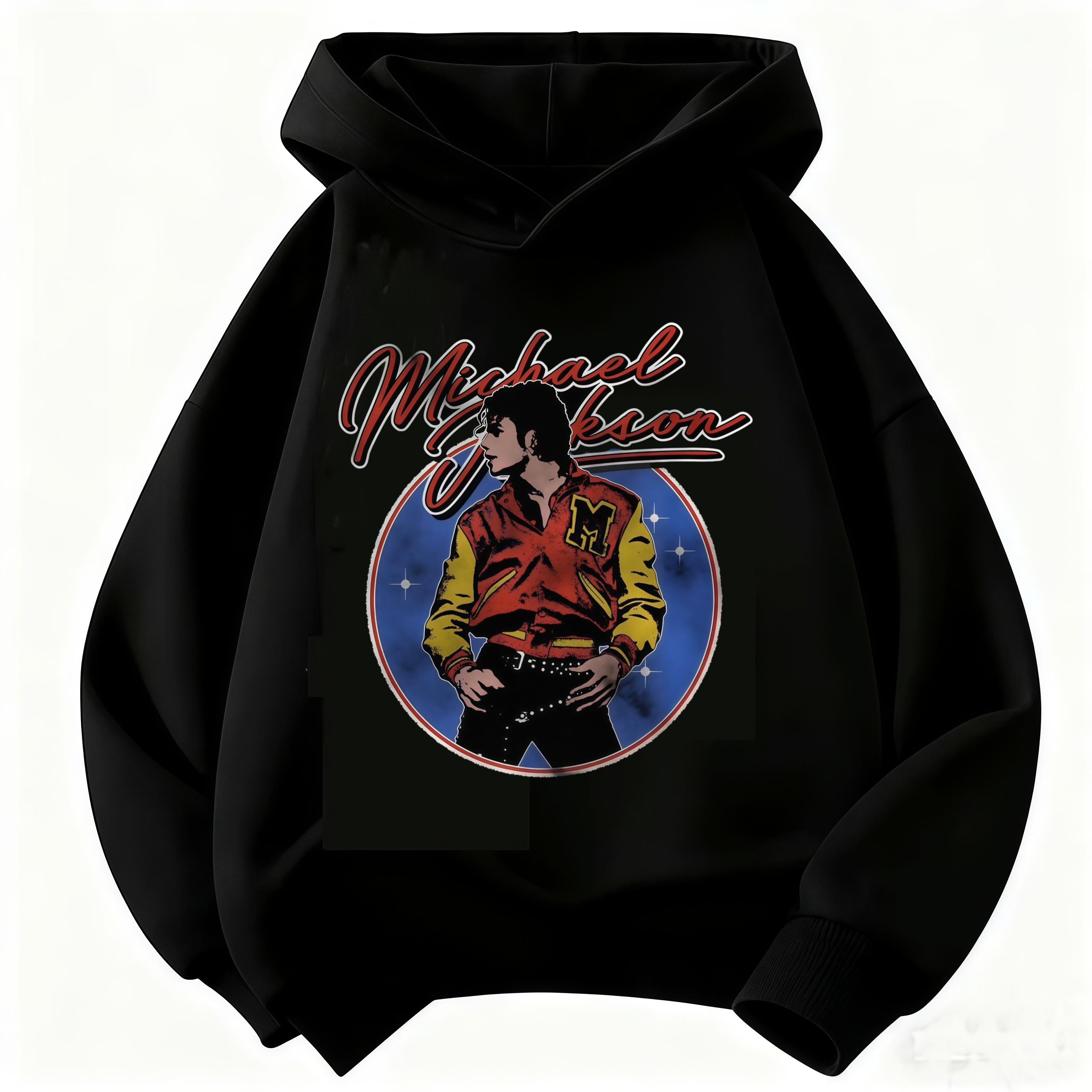 Neues Kinder Kapuzenpullover Michael Jackson Retro Buchstaben Figur Druck Pullover Kinder Jungen Mädchen Freizeit Vintage Mode Hoodie 110 brown