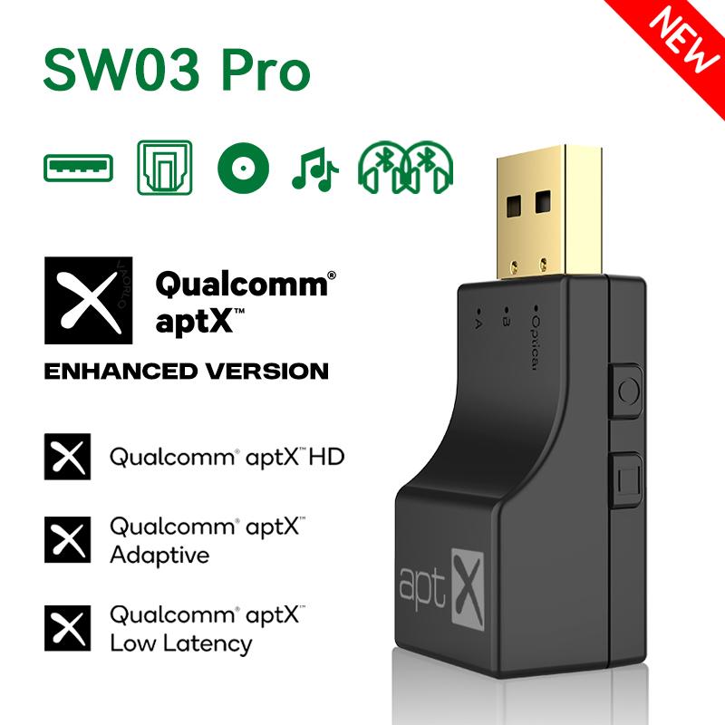 USB Optische Faser APTX Bluetooth Audio Sender aptX-Adaptive/HD/LL Hifi Multi-punkt Wireless Adapter Für PS4/3 Xbox TV PC SW03 Pro