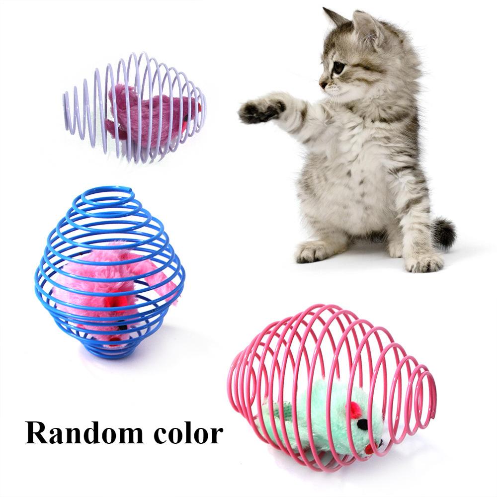 Katzenspielzeugbälle, lustige, dehnbare Kätzchenfedern, Spielzeug, interaktive Käfigratten, rollende Katzenbälle, zufällige Farbe, Katzenzubehör, Haustier