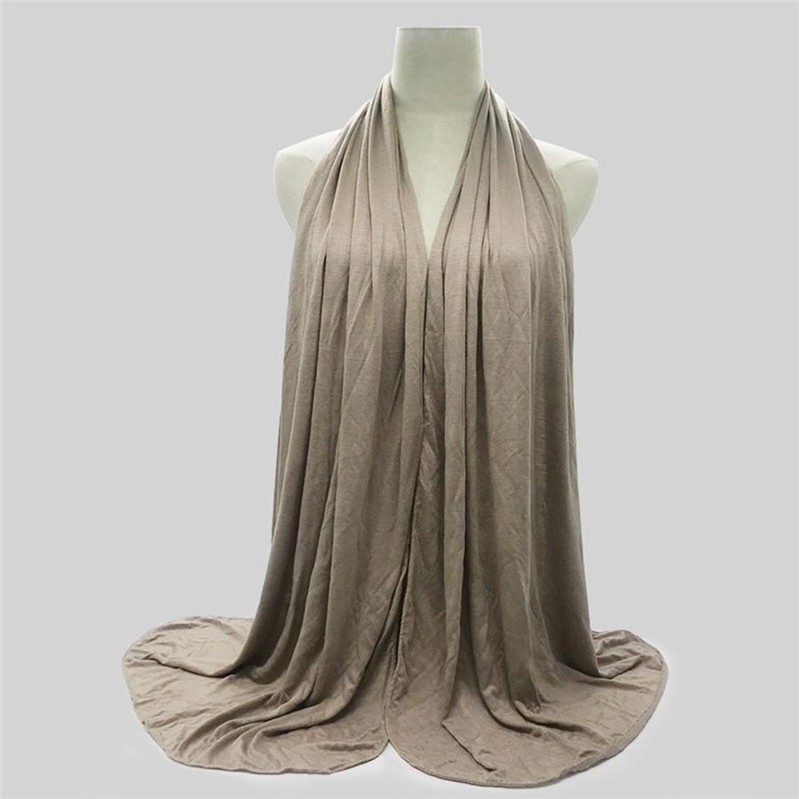 Jersey-Hijab-Schal Damen Winter Warm Einfarbig Fest Elastizität Baumwollschals und -wickel Große Größe Stirnband Muslimische Hijab-Schals One Size gray
