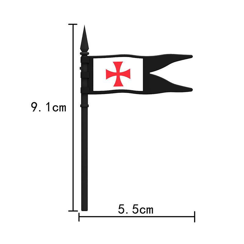 1 Stück Mittelalterliche Militärburg Ritter Tempel Kreuz Arryn Flagge Figuren Set Soldaten Armee Waffen Schild Schwert Helm Bausteine Spielzeug
