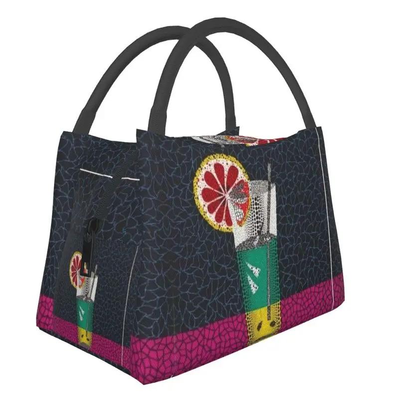 Yayoi Kusama Lunchboxen mit abstrakter Malerei, für Damen, auslaufsicher, Kühltasche, Thermo-Lebensmittel, isoliert, Lunchtasche, Reise-/Arbeits-/Picknickbehälter 28x17x16CM graue