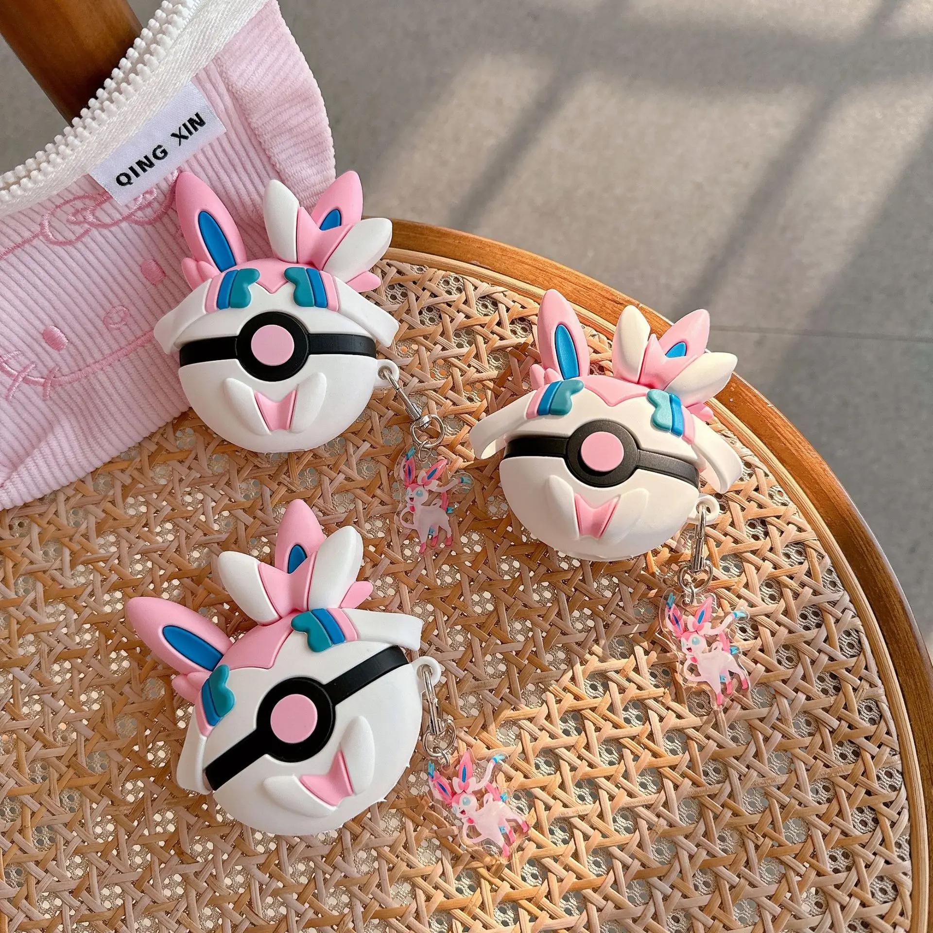 Für Airpods 4 Hülle 2024, Pokemon Sylveon Ball Stoßfeste Schützende Kopfhörer Silikonhülle Für Airpod 4 Hülle Schlüsselanhänger Mädchen Funda For Airpods 4 2024