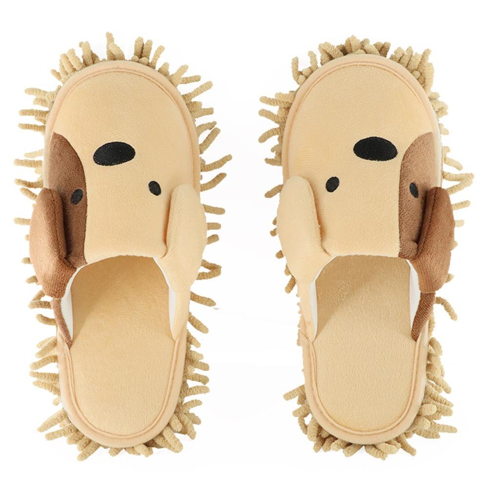 Weiche Wischmopp-Hausschuhe Wiederverwendbare Bodenpolier-Schuh-Hausschuhe Niedliche Bodenreinigungs-Hausschuhe Staub Schmutz 42-44 beige