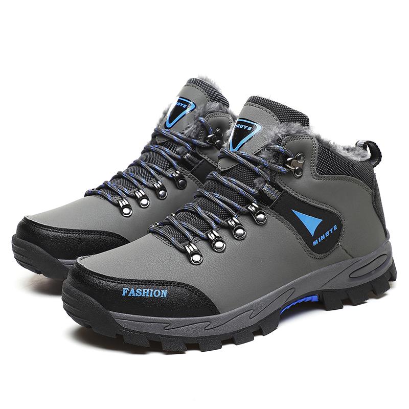 Herren-Winter-PU-Schuhe, warme High-Top-Herren-Winterschuhe, große Größe 39–47 39 grau