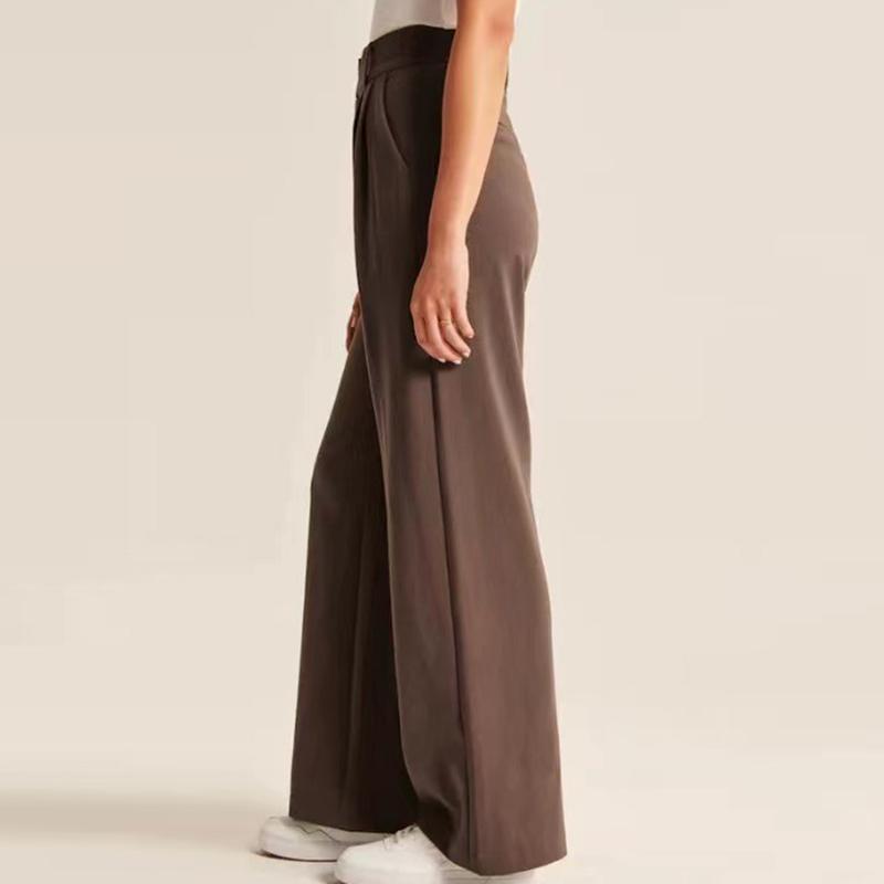 Büro Hosen Herbst Hohe Taille Breite Bein Hosen Mit Gürtel Breite Bein Hosen Street Work Hosen Tasche Jogger 28425 5XL dunkelbraune