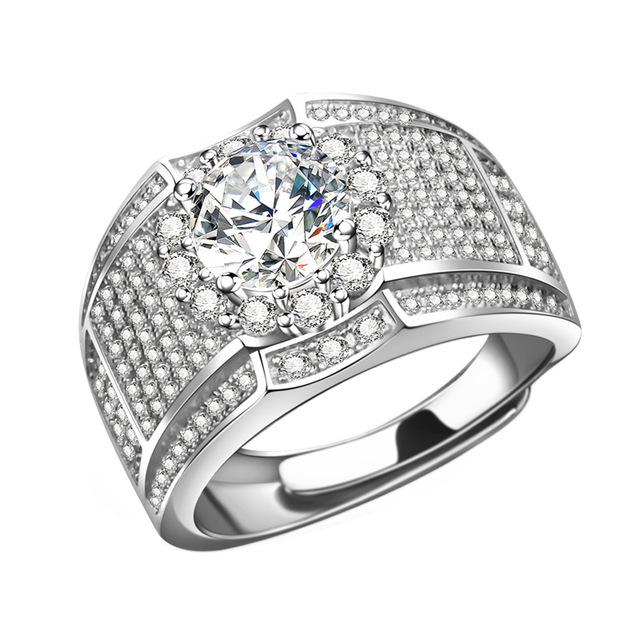 Fl 1,5 Karat Diamant Herren übertrieben großer Ring echtes 925 Sterling Silber Anillos De Jewelry Diamant-Verlobungsringe Box 12 weiß