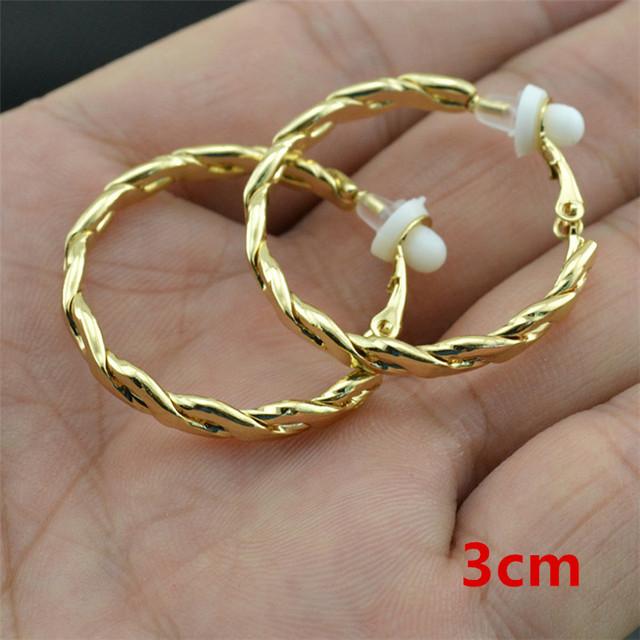 Ohrclips ohne Piercing Ohrringe für Damen Modeschmuck Accessoires Roségold Schwarz Doppelt Rund Gewindeohrringe