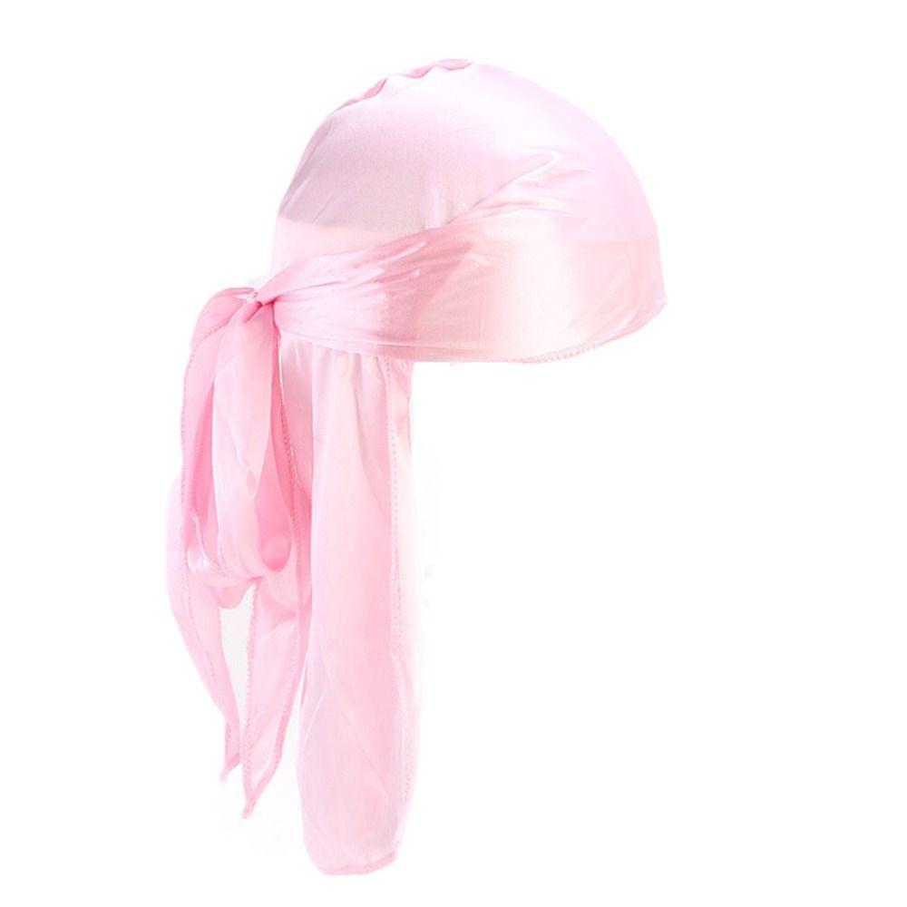 Verstellbarer Seiden-Durag Elastischer Turban Hijab Mode Piratenhut Herren Damen rosa