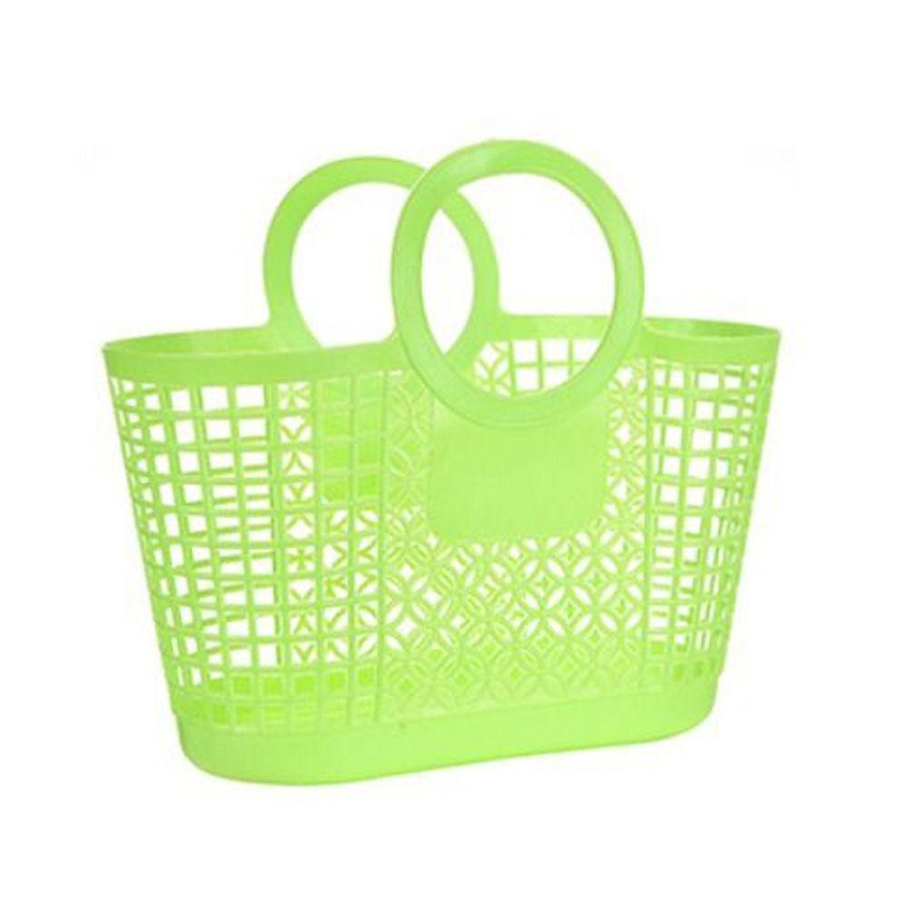 Einkaufskörbe aus hohlem Kunststoff für die Küche, Aufbewahrungskorb für Obst und Gemüse, tragbare Dusch-/Badekörbe, Kinderspielzeug, Snack-Organizer grün