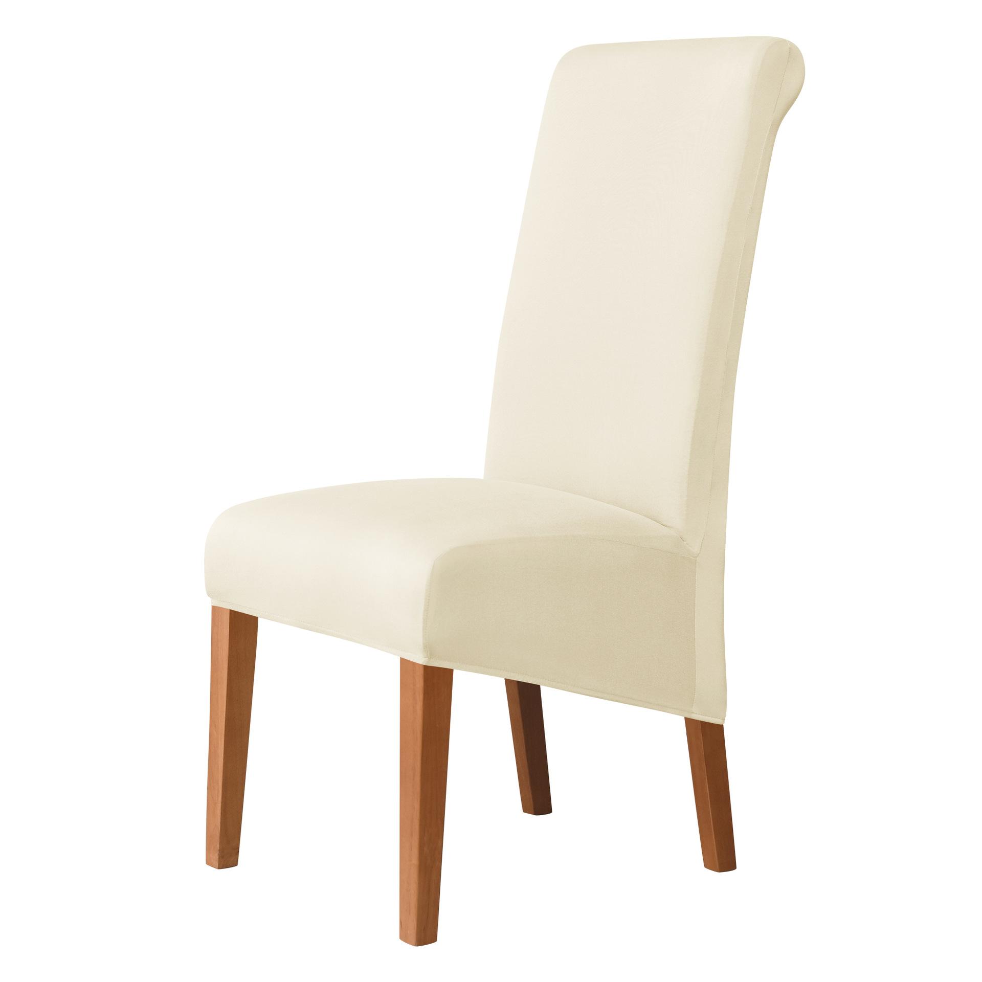 Einfarbiger Stuhlbezug mit hoher Rückenlehne, XL-Größe, hohe Elastizität, glatter Stoff, Stuhlhussen für Esszimmer, Küche, Stretch, Heimdekoration 1pc elfenbein
