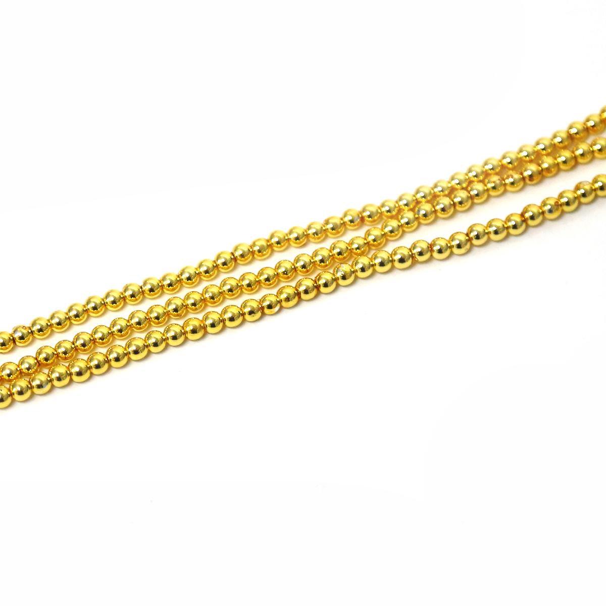 Hämatit Perlen Naturstein Lose Perlen für Schmuckherstellung Kugelarmbänder DIY Zubehör 3mm 130pcs gold