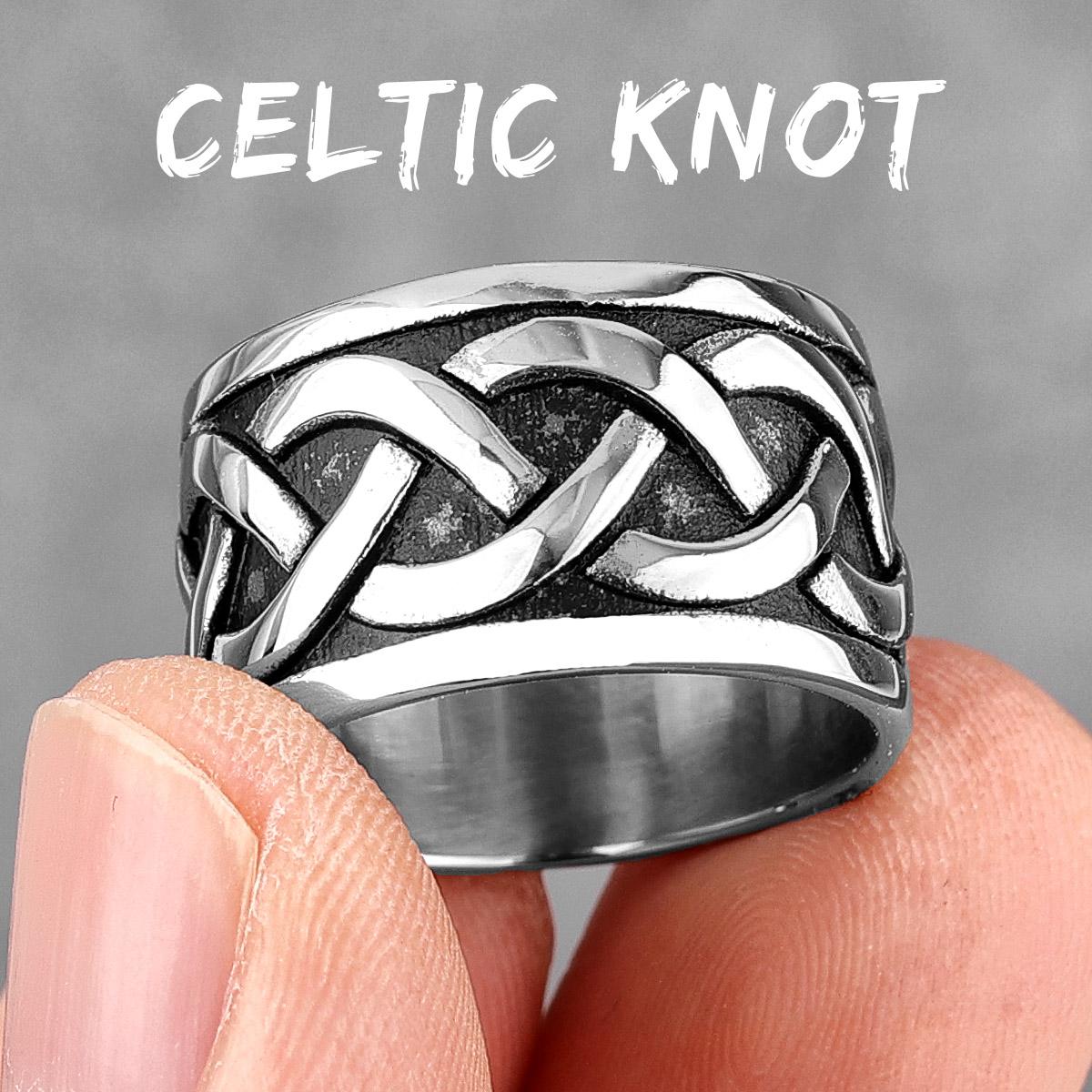 Keltischer Knoten Interweave Edelstahl Herrenringe Einfach Einzigartig Trendig für Männlichen Freund Schmuck Kreativität Geschenk 11 black
