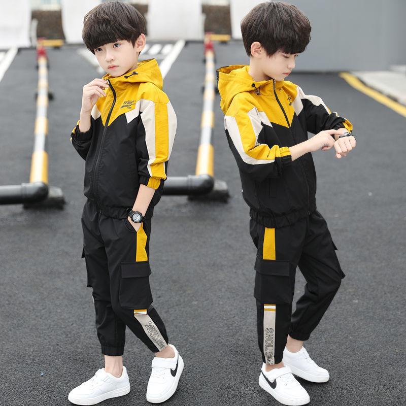 Jungen Kleidung Sets Frühling Herbst Teenager Jungen Kleidung Kinder Baumwolle Casual Sport Anzug Kinder Mode Trainingsanzüge Für 5-14Y 170cm gelb