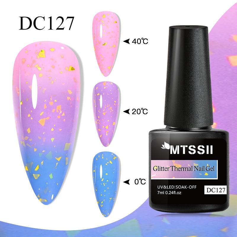 MTSSII 7 ml Goldglitter Thermal Nail Gel Polish Temperatur Farbwechsel Gel Polish Semi Permanent Soak Off UV Gel