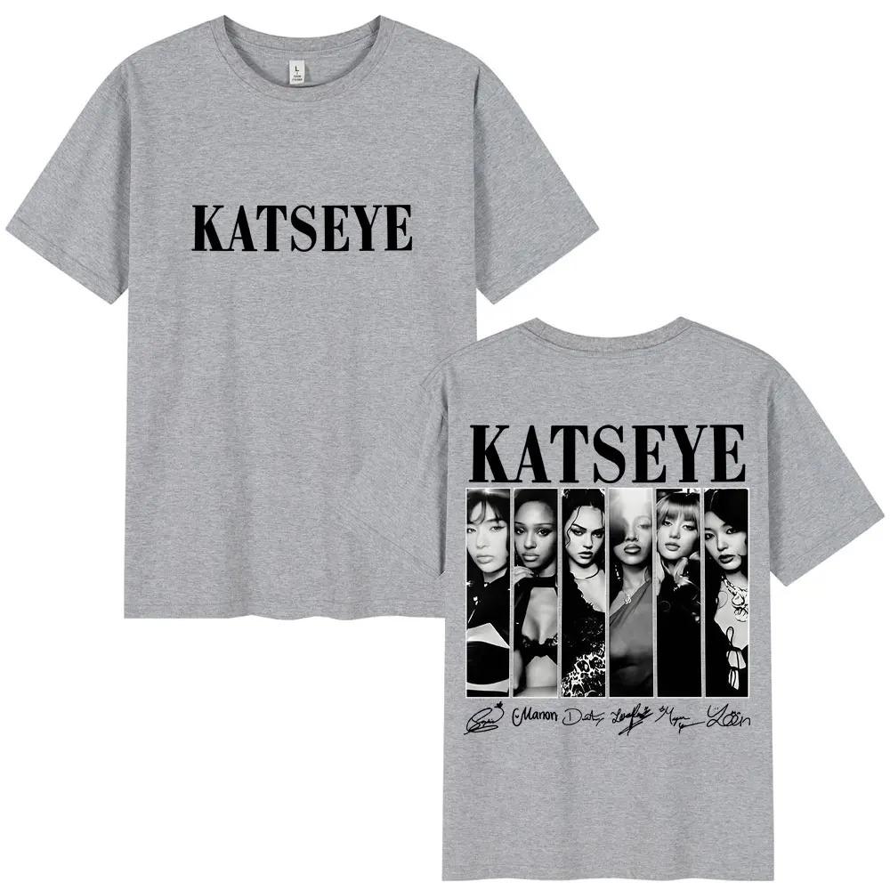 Katseye Grafische T-Shirts Oversized Y2k Streetwear Hip Hop Mode Herren Beliebtes T-Shirt 100% Baumwolle Oversized T-Shirts Streetwear S navy blau
