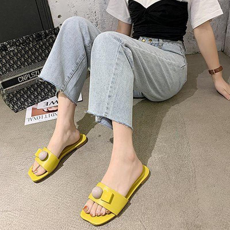 Hausschuhe Damen Outdoor-Hausschuhe Hausschuhe mit flachem Boden Damen Outdoor Fashion Strandsandalen und Hausschuhe 40 gelb