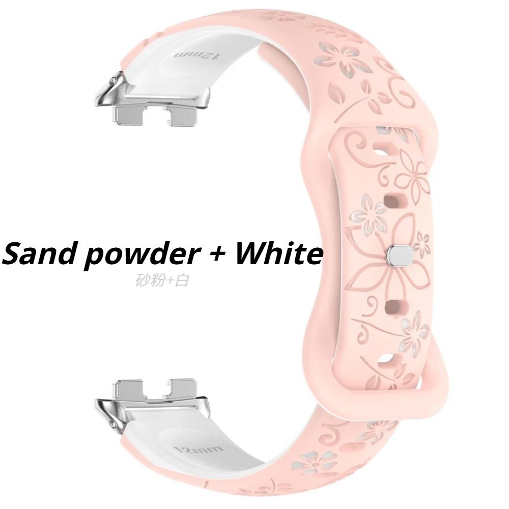Silikon 3D Graviertes Blumenarmband für Huawei Band 11 Pro Armband Smartwatch Atmungsaktives Armband für HUAWEI Band 8 9 10 11 Armband Huawei Band 11/11Pro rosa