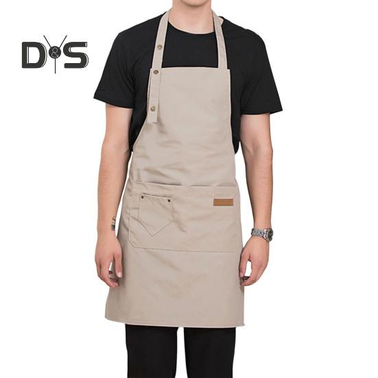 Verschleißfeste Küchenschürze, verstellbare Mode, Bar, Geschäft, Café, Arbeitskleidung, Hausarbeitsschürze khaki